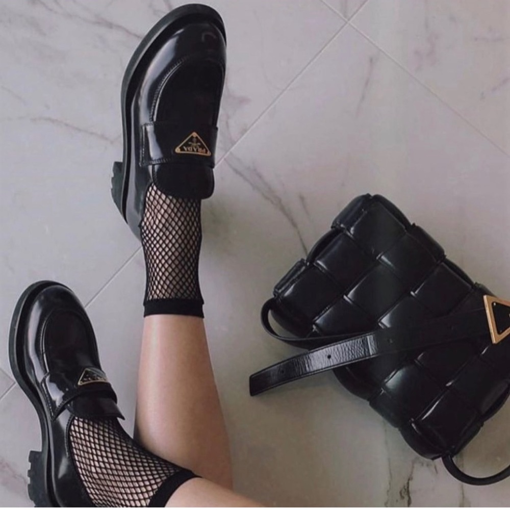 ISO Black Prada Triangle Loafers GOLD Hardware